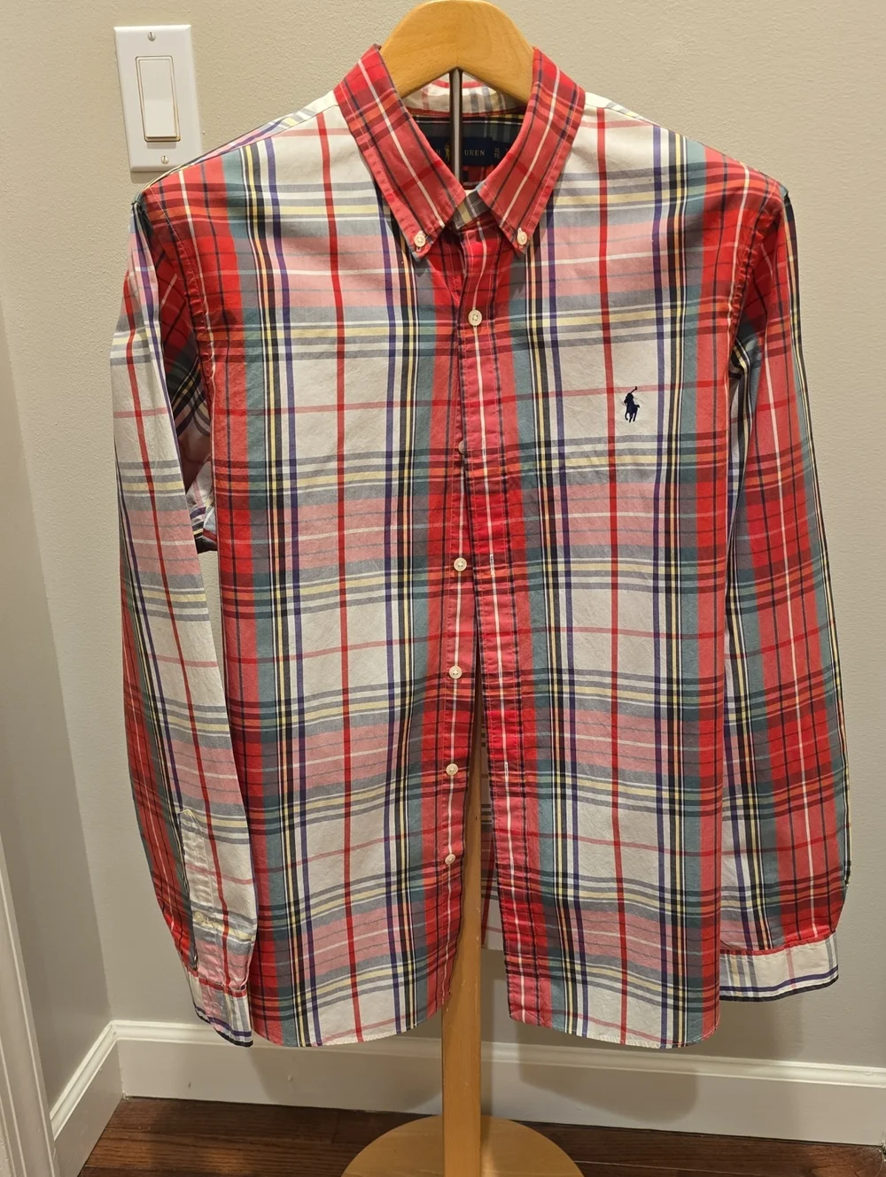 Polo by Ralph Lauren Red and White Plaid Button-Down Shirt